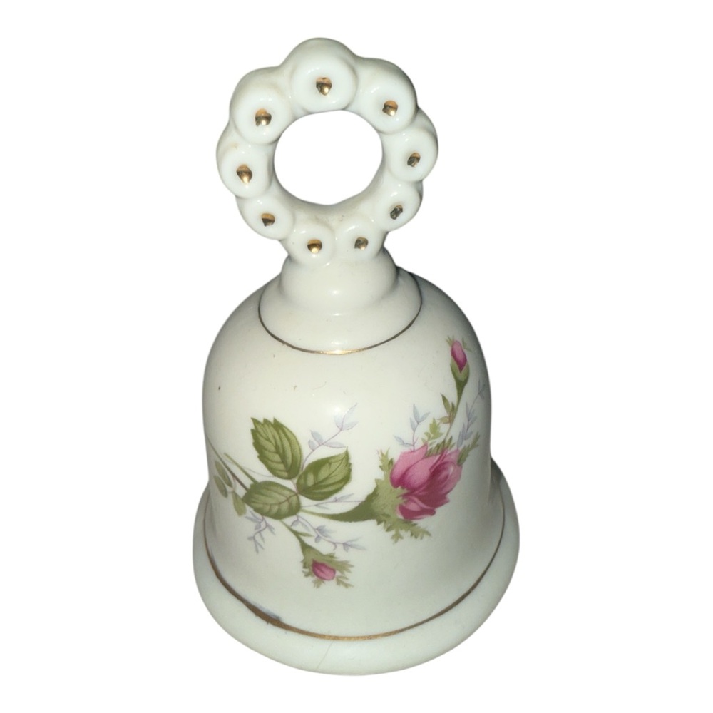 vintage Enesco porcelain bell with rose design